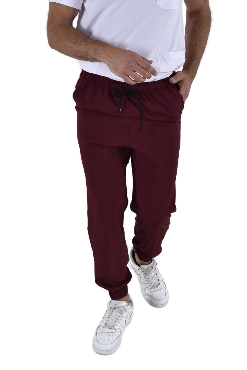 Pantalón Quirúrgico Hombre Tipo Jogger Vino