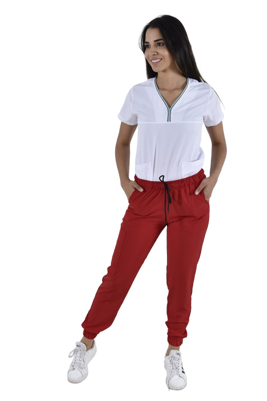 Pantalón Quirúrgico Dama Jogger Rojo