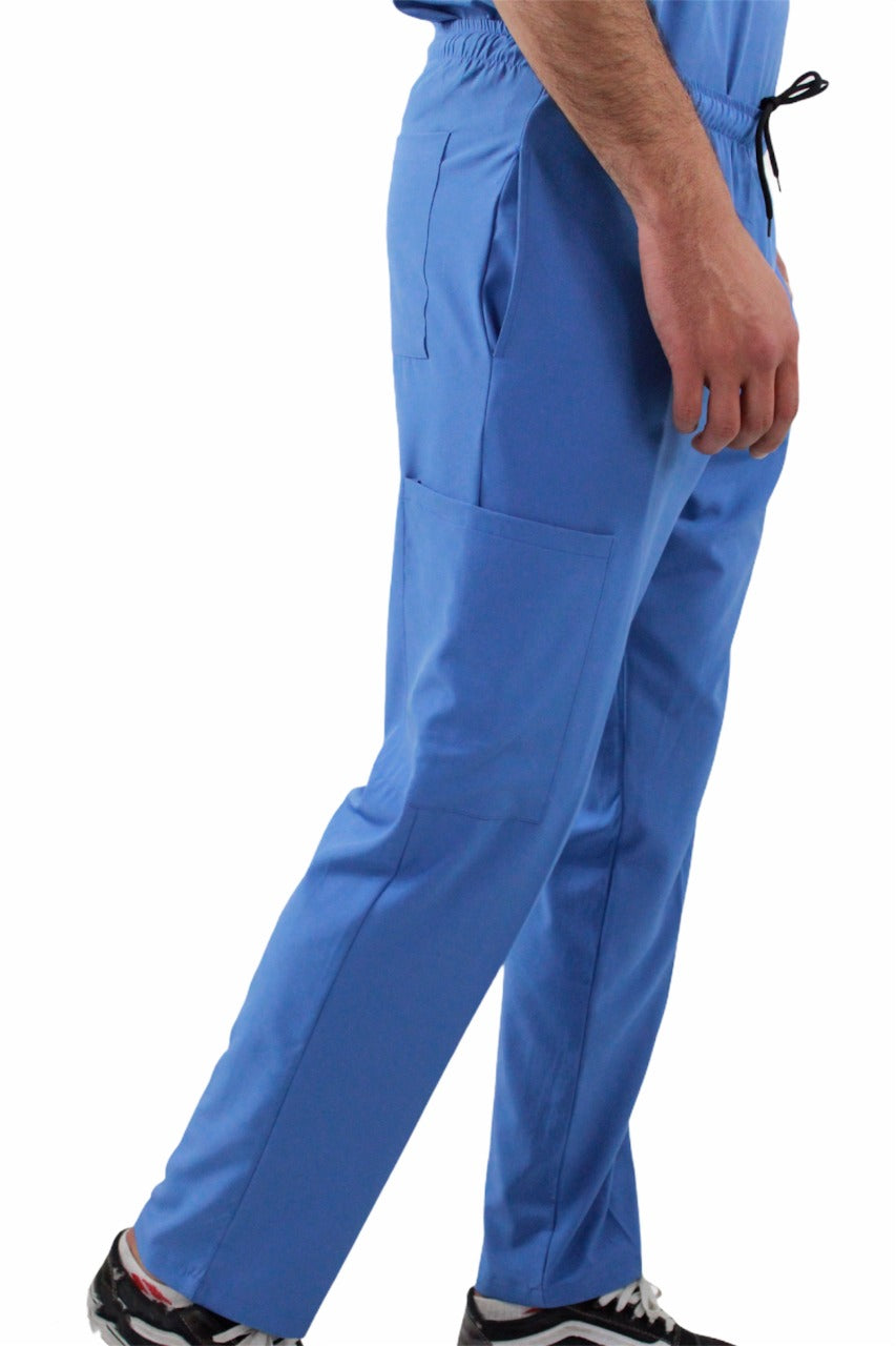 Pijama Quirúrgica Hombre Azul Lateral Gris