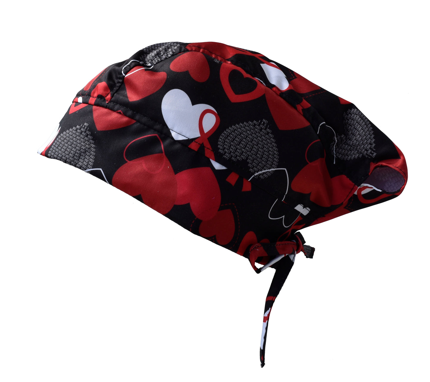 Gorro Médico Quirúrgico Dama Negro Corazones Rojos