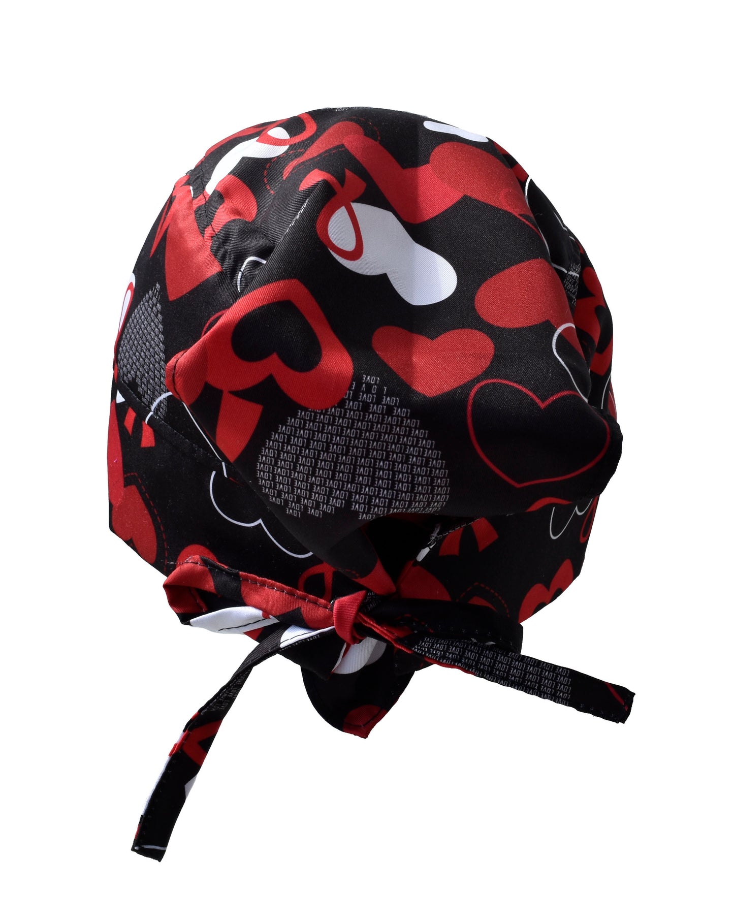 Gorro Médico Quirúrgico Dama Negro Corazones Rojos