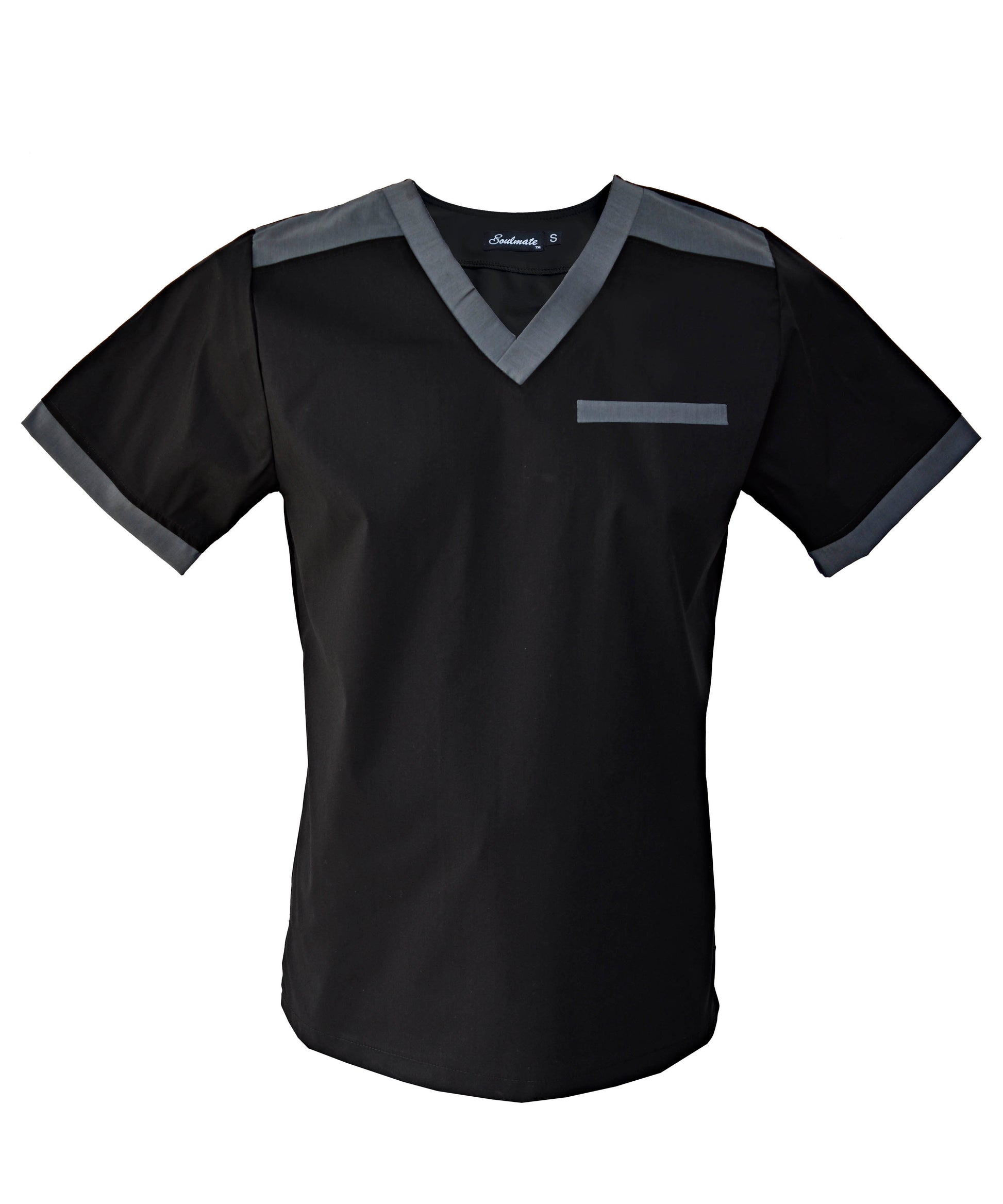 Filipina Médica Hombre Negro Cuello V Gris