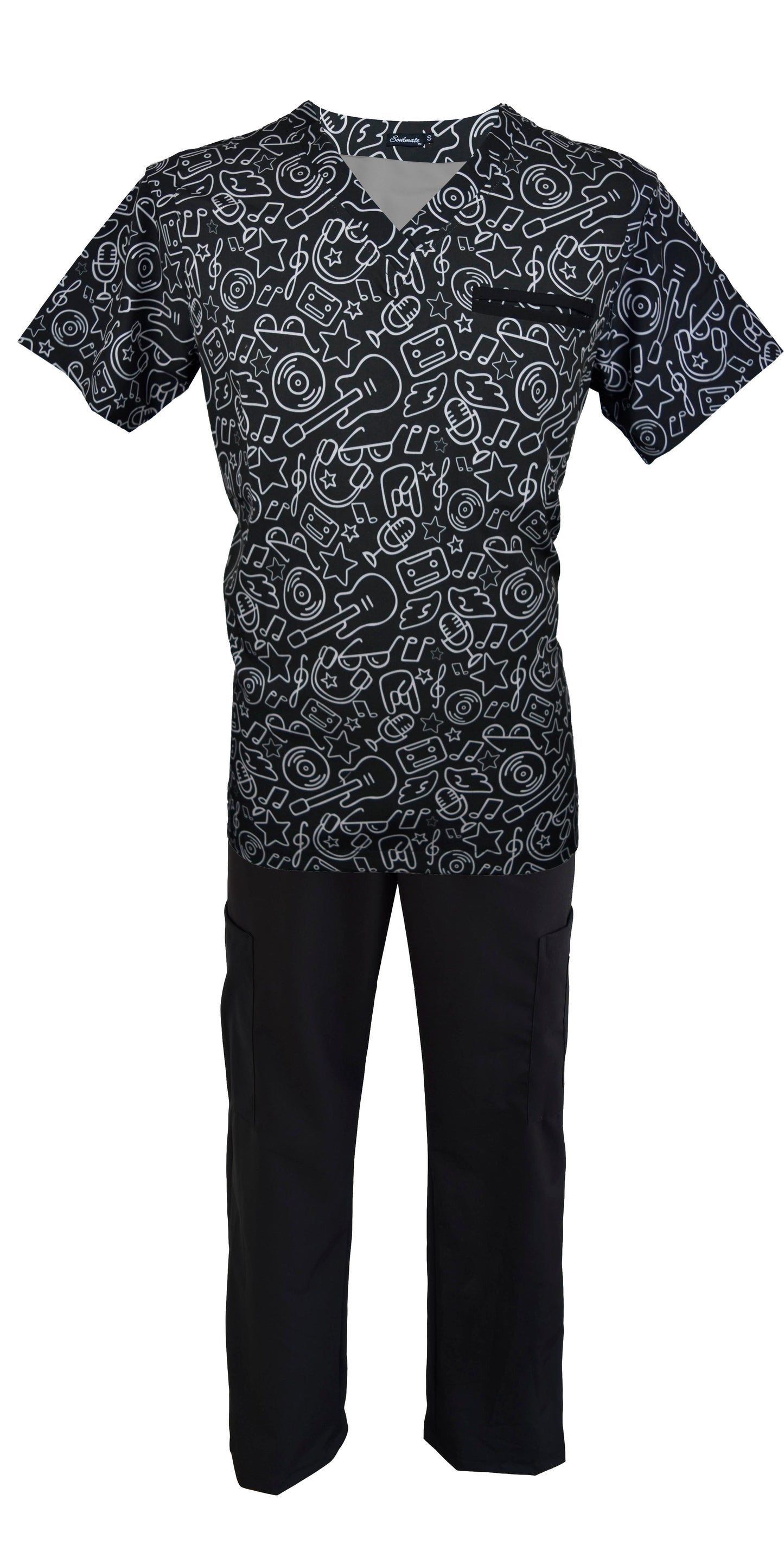 Pijama Quirúrgica Hombre Print Negro Rock