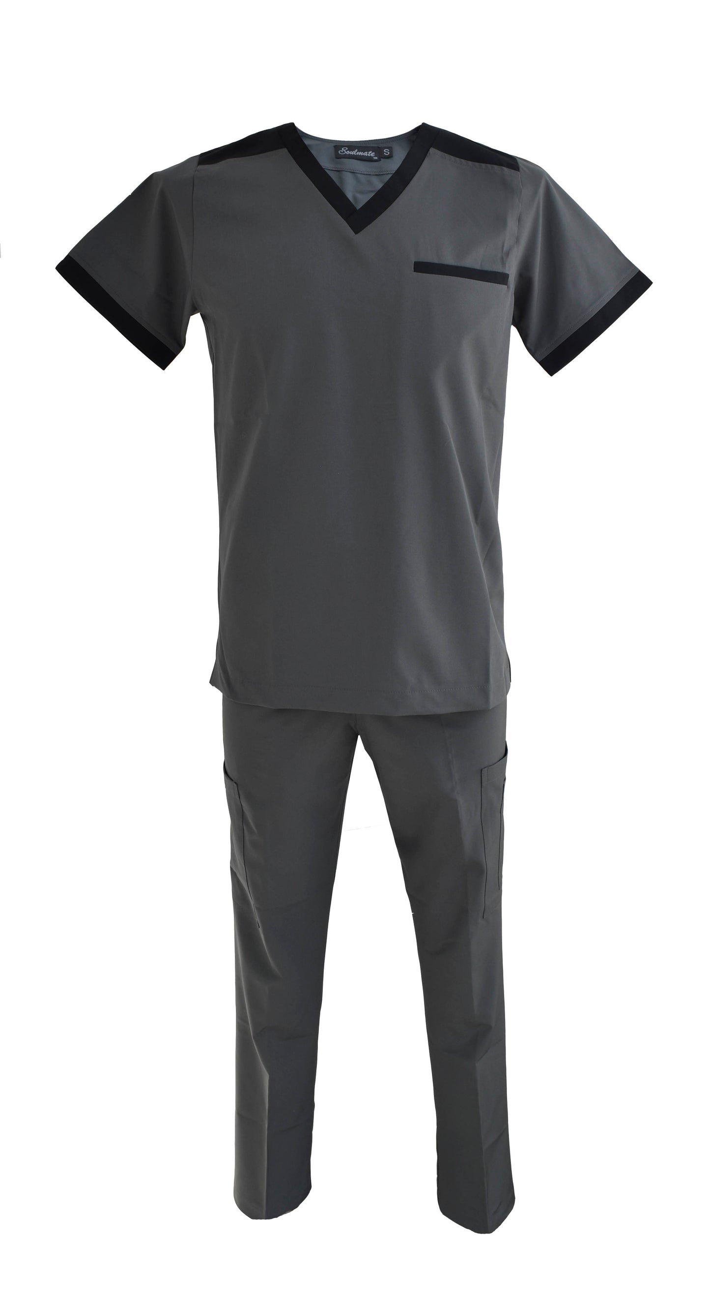 Pijama Quirúrgica Hombre Oxford Cuello Negro