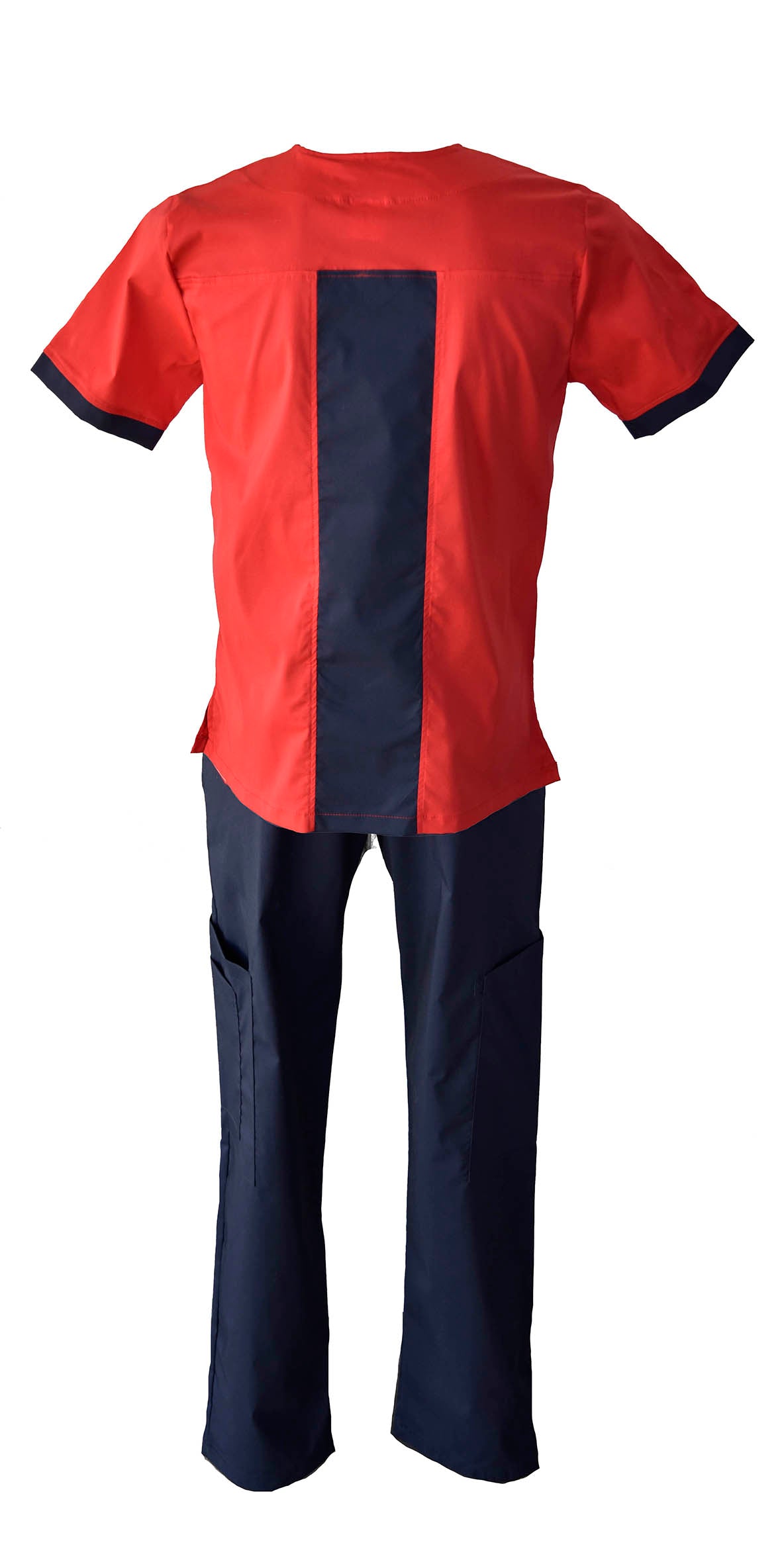 Pijama Quirúrgica Hombre Rojo Cuello Marino