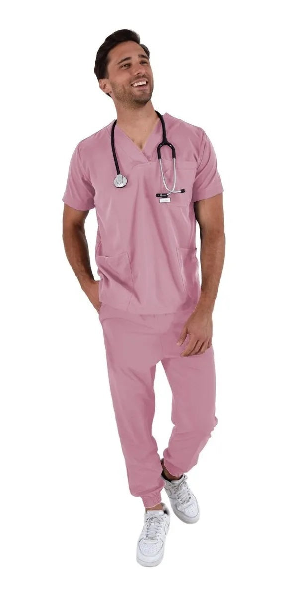 Pijama Quirúrgica Hombre Boston Jogger Rosa Pastel