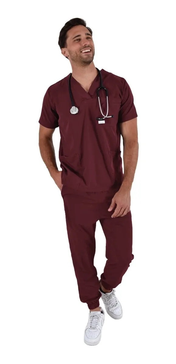 Pijama Quirúrgica Hombre Boston Jogger Vino