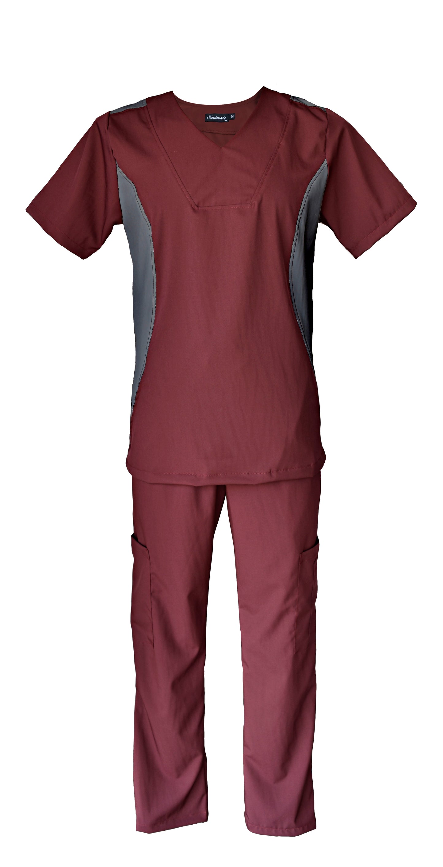 Pijama Quirúrgica Hombre Vino Lateral Gris